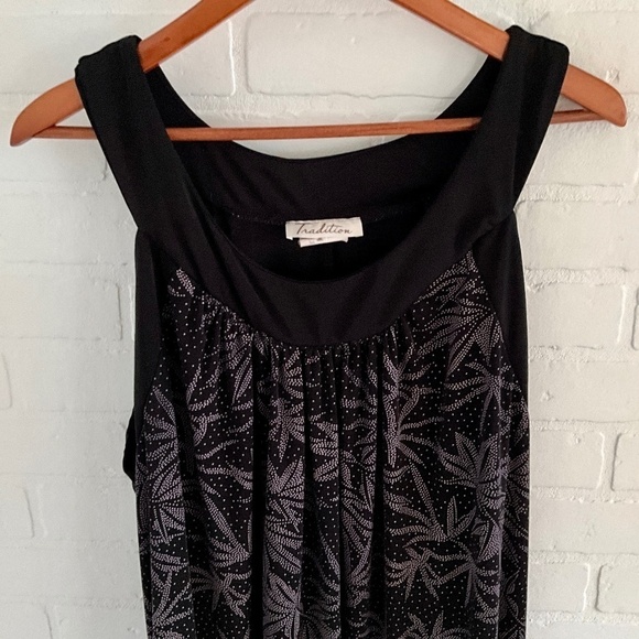 Vintage Printed Flowy Mini Dress Floral Stretch Black/lavender Plus Size 22W - Picture 4 of 7